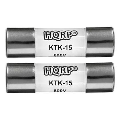 HQRP 2-Pack KTK-15 Midget Fast-Acting Digital Multimeter Fuse 15 A 600V 100kA IR Replacement for Bussmann KTK15, Limitron KTK-15A, Littelfuse KLK15 Compatible with Fluke P/N 892583, 3478712, Tektronix