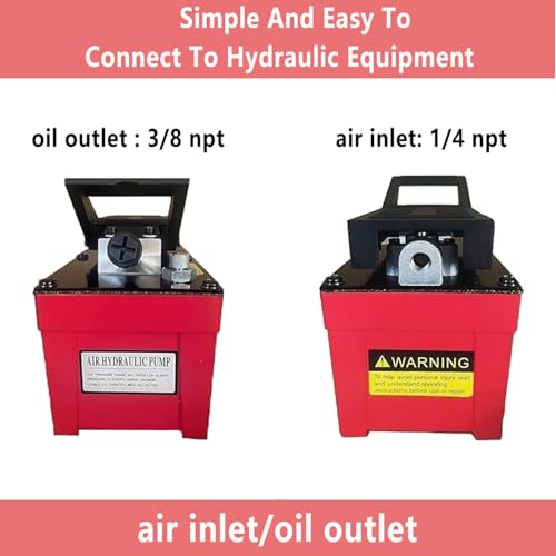 Air Hydraulic Pump 10,000 PSI, 1.7L Reservoir, NPT 1/4" Inlet, NPT 3/8" Oil Outlet, Hydraulic Pump Air Hydraulic Foot Pump with 6.6ft Pipe, Red - color: Red