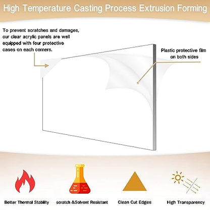 Clear Acrylic Sheet Plexiglass,1/4" Thick (6mm) Cast Acrylic Glass Sheet,Plexiglass Sheet for Craft Projects,Signs,Painting,Windows Replacement (2 Piece 11''x 14'') - size: 2 piece 11"×14'' 6mm