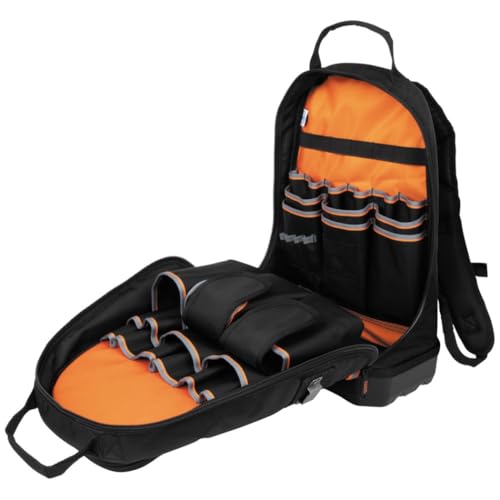 Klein Tools 55421BP-14 Tool Backpack, 39 Pockets, Black/Orange/Gray - style: Low Profile