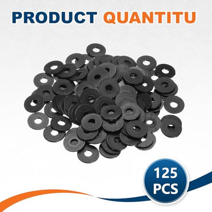 PATIKIL 125 Pcs Nylon Flat Washer M4 4mm ID 12mm OD 1mm THK Black - color: Black, size: 4mm x 12mm x 1mm