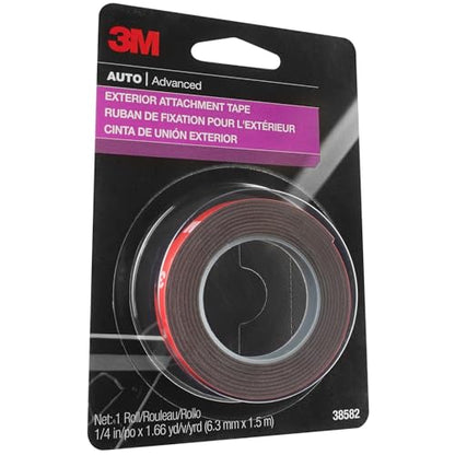 3M Auto Exterior Attachment Tape, 1/4 in x 5 ft, Heavy Duty Double-Sided Automotive Tape for Car Trim, Moldings, Emblems, and Badges (38582) - size: 1/4 in. x 5 ft.