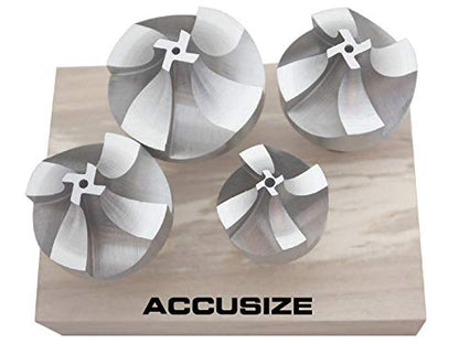 Accusize Industrial Tools H.S.S. Corner Rounding End Mill Set 4 Pc Size from 1/2'' to 3/4'', 3/4'' Shank, 1011-0004 - size: from 1/2" to 3/4", 4 Pcs/Set
