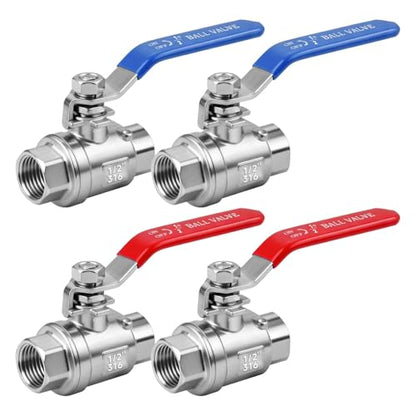 1/2" Full Port Ball Valve 316SS, NPT, 4-Pack - size: 1/2 inch (4 Pack)