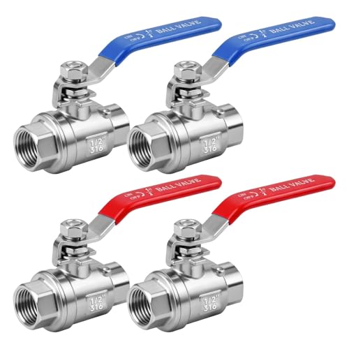 1/2" Full Port Ball Valve 316SS, NPT, 4-Pack - size: 1/2 inch (4 Pack)