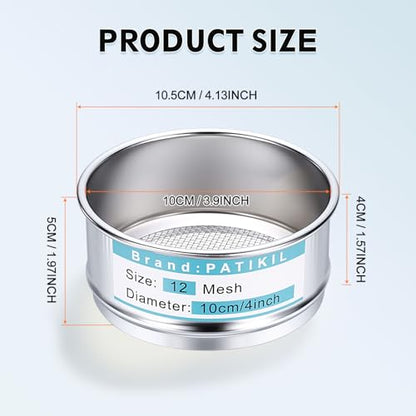 PATIKIL Lab Sieve 12 Mesh(1.6mm) 3.9"(10cm) Diameter Sifting Screen - size: 12 Mesh(1.6mm)/3.9"