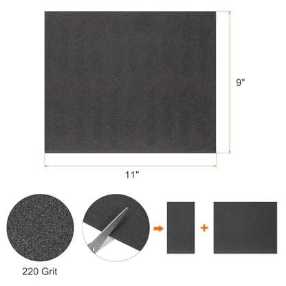 HARFINGTON 25pcs Sandpaper 220 Grit 9 x 11 Inch C-Weight Backing Silicon Carbide Abrasive Wet Dry Sanding Sheets for Wood Finishing, Metal Sanding, Automotive Polishing - size: 220 Grits