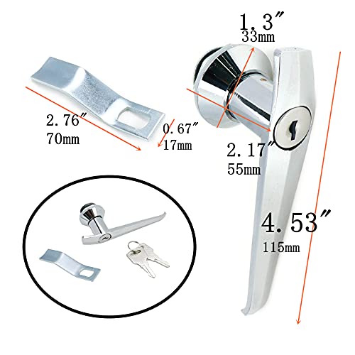 2Pcs Mailbox Cabinet Metal Keyed Security Handle Latch Silver