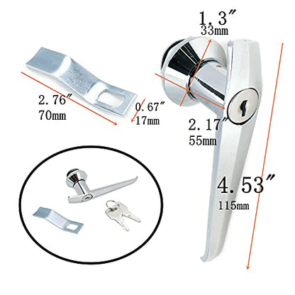 2Pcs Mailbox Cabinet Metal Keyed Security Handle Latch Silver