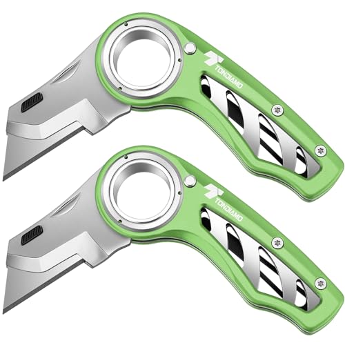 Tondiamo 2 Pcs Folding Pocket Utility Knife Box Cutter, Green - color: Green