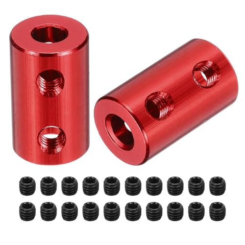 MECCANIXITY Rigid Screw Coupling 5mm to 5mm Shaft Coupler Connector L20mm x D12mm Aluminum Alloy Joint Connector Set for 3D Printers DIY Encoder with 20 Screws, Red, 5Pack - color: Red, size: 5mm to 5mm