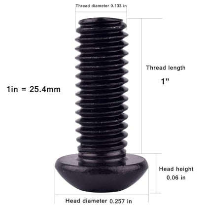 6-32 x 1 Button Head Socket Cap Bolts Screws (1/4" to 2" Available), 304 Stainless Steel 18-8, Black Exterior Finish, Allen Hex Drive, Fully Thread, 40Pcs - size: 6-32 x 1" (40 PCS)