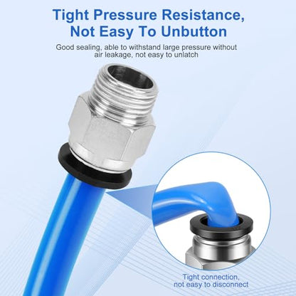 CNAODUN 12 Pcs Push to Connect Fittings 1/2 Inch Tube OD x 3/8 Inch NPT Thread Pneumatic Male Straight and Elbow Quick Connect Air line fittings - size: 1/2"OD x 3/8"NPT