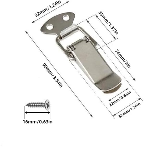 Latch, Stainless Steel Spring Loaded Toggle Latch, Silver Catch Hasp Clamp Clip Lock with for Cabinet, Wooden Case, Box (6 Pack)