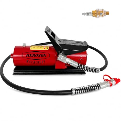 HEROSON High Pressure Pneumatic Pump, 10,000 PSI, 0.7L Reservoir, NPT 3/8" Oil Outlet, NPT 1/4" Inlet, Foot Operated Air Hydraulic Pump - color: red
