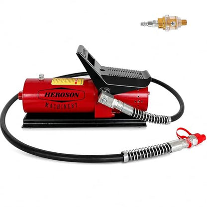 HEROSON High Pressure Pneumatic Pump, 10,000 PSI, 0.7L Reservoir, NPT 3/8" Oil Outlet, NPT 1/4" Inlet, Foot Operated Air Hydraulic Pump - color: red