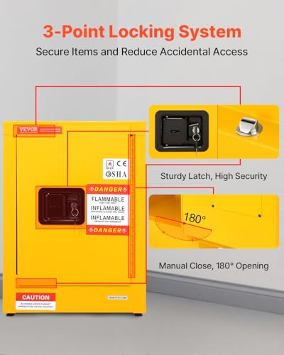 VEVOR Flammable Cabinet 17" x 17" x 22", Galvanized Steel, Safety Cabinet, Adjustable Shelf Flammable Storage Cabinet, for Commercial Industrial and Home Use: Industrial & Scientific - size: 17" x 17" x 22"