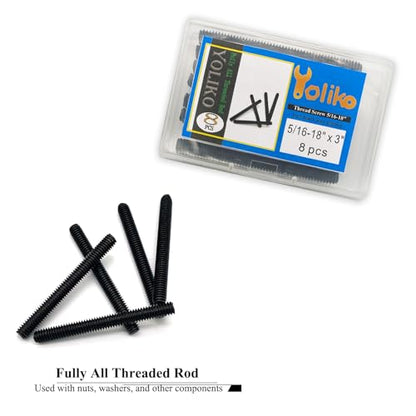 8pcs Black Zinc Fully All Threaded Rod Carbon Steel Long Thread Screw 5/16x3 for Furniture Garden Railing Mounting Assembly Fastening Steel Frame Connection Full Thread Rod for Furniture - size: Black-Zinc 5/16x3 Inch-8P