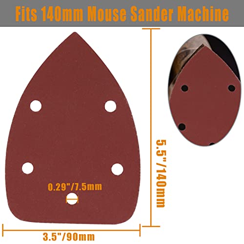 60 Pcs 400 Grit Mouse Detail Sander Sandpaper, Aluminum Oxide Mouse Sander Pads 5 Hole Palm Sander Pads Sanding Sheets for 140mm Mouse Sander - size: 400 Grit