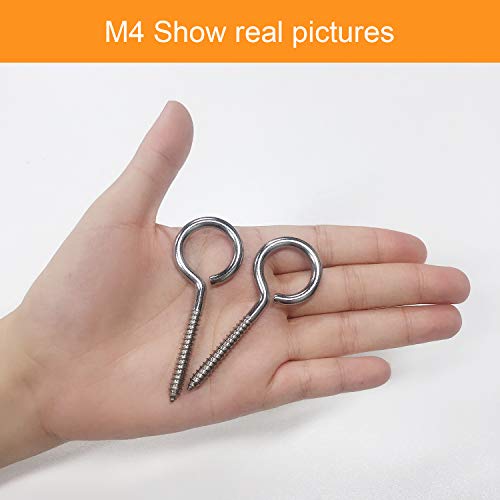 Pack of 20 Metal Hook Heavy-Duty Eye Screws, 304 Stainless Steel Screw Hooks, self-Tapping Eye Ring Bolt Hooks, Wood Terminal Eye Hole Hooks, Pendant Lights Wires, Strong Indoor - size: 20 Pack - 2-3/4"