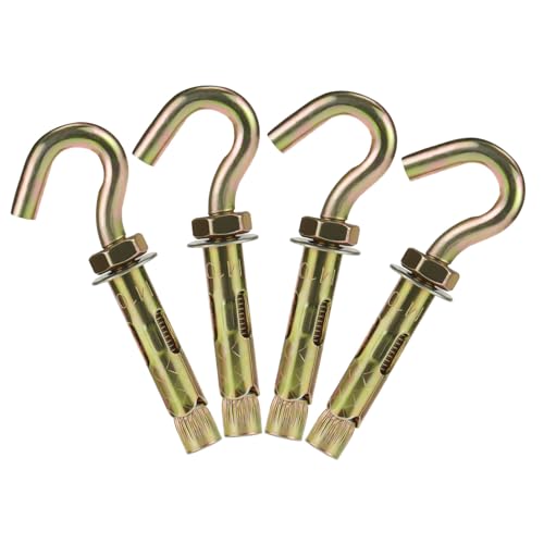 Concrete Wall Hooks, 25/64" x 3-1/2 Open Hook Anchors, Zinc Plated - size: 25/64" x3-1/2" open