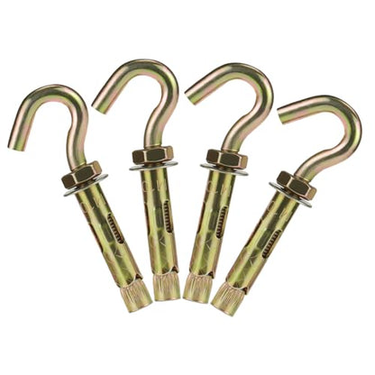 Concrete Wall Hooks, 25/64" x 3-1/2 Open Hook Anchors, Zinc Plated - size: 25/64" x3-1/2" open