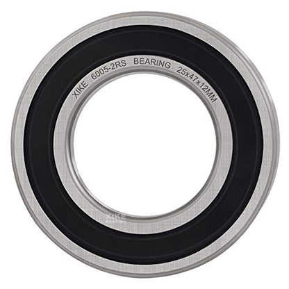 XIKE 6005-2RS Sealed Deep Groove Ball Bearings, 25x47x12 mm, 10-Pack - size: 6005-2RS - 25x47x12 mm