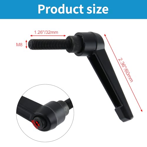 Clamping Lever Handles M8 x 32mm Push Button Ratchet Lever Male Threaded Stud Adjustable Handles Hand Knobs Rotating Screw Handles Bolts with Locking Lever -4pcs - size: M8 x 32mm