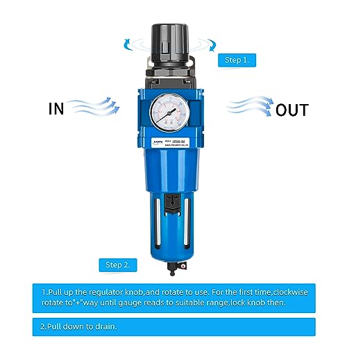 NANPU 1" NPT Compressed Air Filter Regulator Combo Piggyback - size: 1” NPT