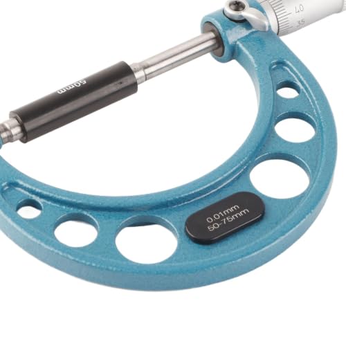 Outside Micrometer, 50-75mm, 0.01mm Accuracy Ductile Cast Iron Outer Diameter Measuring Tool for Machinery Workshop