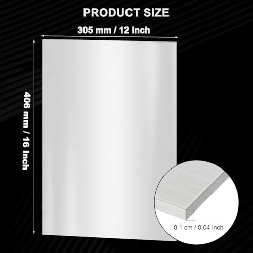 304 Stainless Steel Sheets, 16 x 12 x 1/24 Inch Stainless Steel Plates, 20 Gauge 1mm Thickness Metal Plates for Kichen, DIY Projects, Auto Repair - Snow Frosted Surface - size: 16 x 12 inch(1PCS)