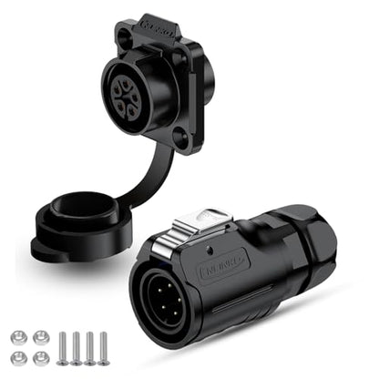 CNLINKO LP-16 IP68 Industrial Waterproof Connector Quick Plug Circular Connector PBT Plastic Shell Aviation Connector M16 2-9 Pin Flange Socket (5 Pin) - size: 5 Pin, style: 4-Hole Set/Plug without Cable