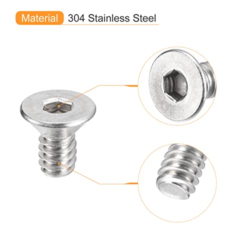 uxcell #10-24x3/8 Flat Countersunk Head Socket Cap Screws, 50Pcs 304 Stainless Steel Hex Socket Flat Head Screws, Full Thread, Countersunk Bolts - size: #10-24x3/8"