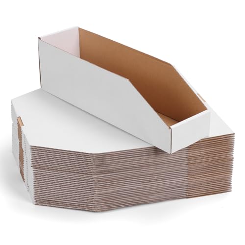 ZBEIVAN Cardboard Storage Bins Boxes 35 Packs 15x4x4.5 Inches, Easy Assembly Pantry Organizer Bins for Shelf, White - color: White, size: 15x4x4.5 inch