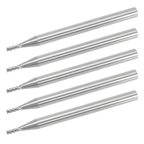 1/16" Ceramic Square End Mill 4 Flute Milling Bits Set for Steel 5pcs - size: 1/16 inch