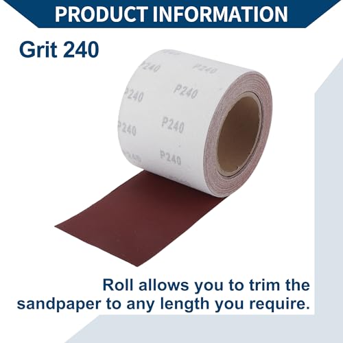 240 Grit Sandpaper Roll 4 Inch x 32.8 Feet Sandpaper Aluminum Oxide Emery Cloth Roll Sanding Paper for Wood Sanding Automotive Polishing Metal Sanding - size: 240 Grit