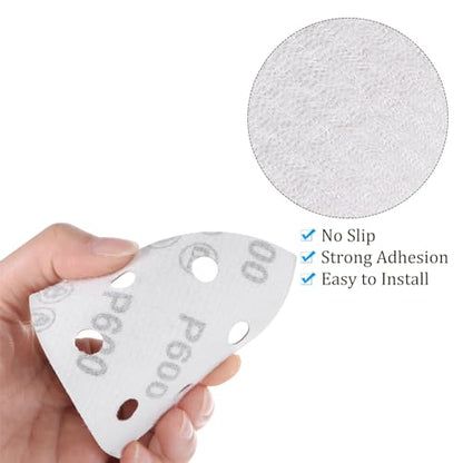 50pcs Mouse Sander Detail Sandpaper 600Grit 3-1/2" Triangle - size: 600 grit