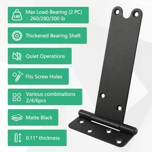8 inch Gate Hinges,300Lbs Capacity, Matte Black,2Pack Heavy Duty Door Hinge - size: 8“-2 pcs-U-Matte Black
