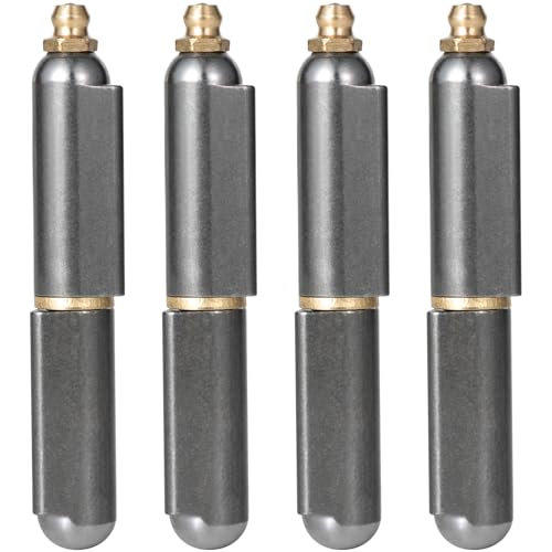 4 Pack 3 Inch Weld On Hinges, Heavy Duty Bullet Barrel Weldable Hinges with Grease Fitting, Carbon Steel Weld On Hinge for BBQ Smoker, Metal Gate, Trailer Ramp - size: 3 Inch