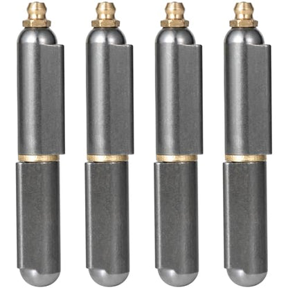 4 Pack 3 Inch Weld On Hinges, Heavy Duty Bullet Barrel Weldable Hinges with Grease Fitting, Carbon Steel Weld On Hinge for BBQ Smoker, Metal Gate, Trailer Ramp - size: 3 Inch