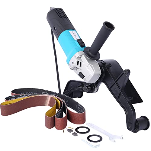 Belt Sander Polisher, Pipe Sander, Stainless Steel Tube Belt Sanders for Angle Grinder Metal Wood, 110V 1300W with Alumina Oxide Sanding Grinding And Polishing, Blue - color: Blue