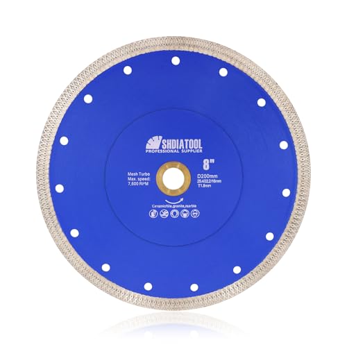SHDIATOOL 8-Inch Diamond Saw Blade Cutting Disc for Porcelain Tile 200mm - size: 8 Inch(200mm)