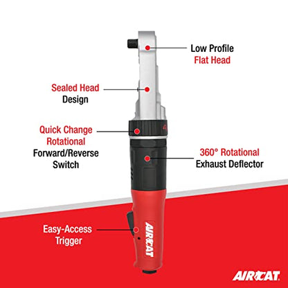 AIRCAT 809-SH 3/8" Sealed Flat Head Ratchet - size: 3/8-Inch (Pack of 1)