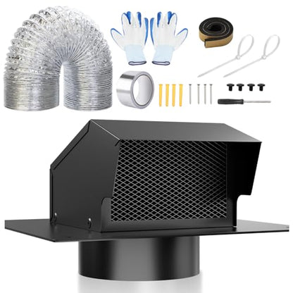 6 Inch Roof Vent Cap Kit with Damper, Stainless Steel