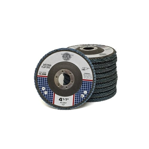 Benchmark Abrasives 4.5" x 7/8" Premium Zirconia T27 Flat Flap Discs 4 1/2 for Angle Grinder, Sanding Discs, Finishing Grinding Wheels 4 1/2 Inch for Sanding Stock Rust Removal (10 Pack) - 40 Grit - style: 40 Grit