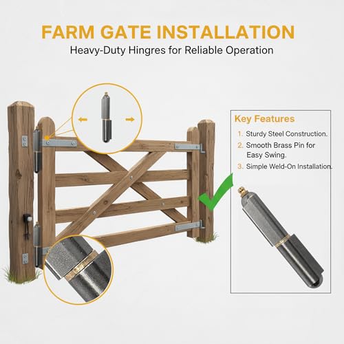 4'' BBQ Bullet Weld on Hinge, Heavy Duty Weldable Barrel Hinges, Carbon Steel Bullet Hinge for Detachable Metal Swing Door Gate Driveway Trailer Ramp (4inch-6PcS)