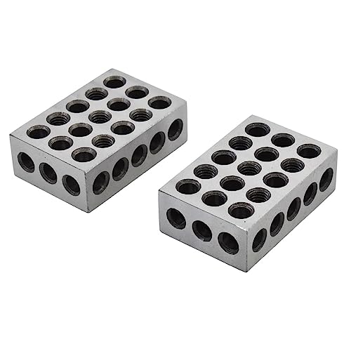 1-2-3 Machinist Blocks 23 Holes Matched Pair (1x2x3) Ultra Precision Machinist Set Up Blocks 0.0002In 123 Jig Replacement for Milling Machine (2-Pack)