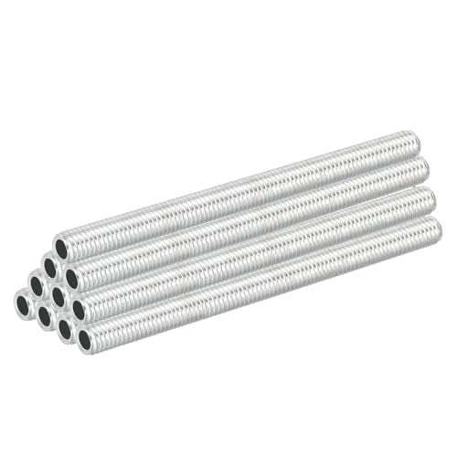 PATIKIL M8 Thread Carbon Steel Lamp Pipe, 10 Set 90 mm/3.54" Hollow Tube Thread Adapter Fasteners Hardware for Lamp Lights Chandelier Ceiling Light DIY, White Zinc Plating - size: M8x90mm
