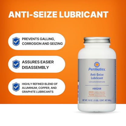 Permatex 80208 Anti-Seize Lubricant with Brush Top Bottle, 16 oz., Silver - size: 16 Oz. (Pack of 1)