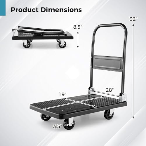 IRONMAX 440 LBS Heavy Duty Steel Foldable Platform Dolly, Black - style: Black 440lbs